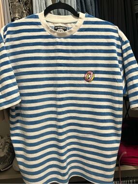OFWGKTA Blue & White Striped Short Sleeve Tee